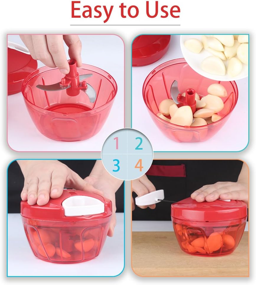 Manual Food Chopper, Vegetable Cutter, Chopper, Hand String Chopper, Smoothie Blender -900ml Manual Food Chopper, Vegetable Cutter, Chopper, Hand String Chopper, Smoothie Blender -900ml